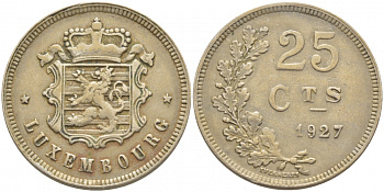 ЛЮКСЕМБУРГ 25 САНТИМОВ 1927 KM 37 медно-никель 3856-1025