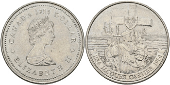 Канада 1 доллар 1984 Жак Картье KM 141 никель UNC 97-211