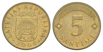Латвия 5 сантимов 2006 KM 16 никель латунь 4627-1244