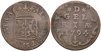 Нидерланды, Гельдерланд, 1 дуит 1794 KM 108 медь 4586-524