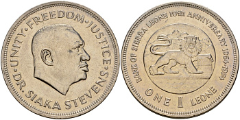 Сьерра-Леоне 1 леоне 1974 KM 26 медно-никель 4125-732