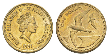 Острова Святой Елены и Вознесения 1 фунт 1991 KM 17 никель латунь UNC 4646-543