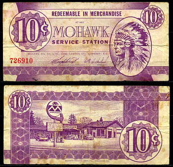 Канада купон на 10 центов ND сеть заправок Mohawk service station, printed Vancouver бумага 6289-6-2-2