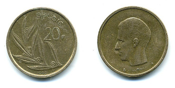 БЕЛЬГИЯ 20 ФРАНКОВ 1982 BELGIE KM 160 никель бронза 25-1616