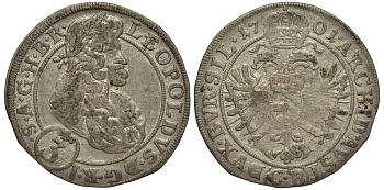 Австрия 3 крейцера 1701 СВ, Леопольд (1657-1705), монетный двор Бреслау, дом Габсбургов, вес 1,514 гр. F.u.S. 760, Herinek 1571. серебро 1516-713