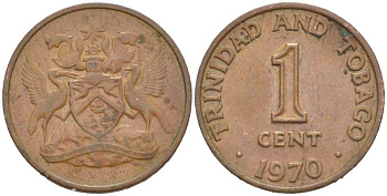 Тринидад и Тобаго 1 цент 1970 герб KM 1 бронза 218-1156
