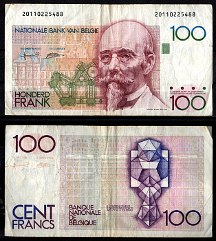 Бельгия 100 франков ND (1982-1994) Pick 142 a (7) бумага 7217-21-2-2