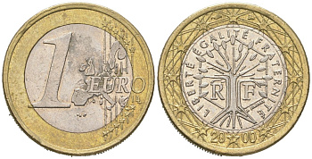 Франция 1 евро 2000 KM 1288 биметалл 4604-1037