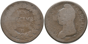 ФРАНЦИЯ 1 ДЕСИМО L'AN 8 D, РЕСПУБЛИКА KM 644.5 бронза 51-4214