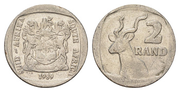 ЮАР 2 ранда 1989 KM 139 медь плакированная никелем 4626-943