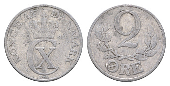 Дания 2 эре 1941 N, Кристиан X (1912-1947) KM 833 алюминий 4658-259