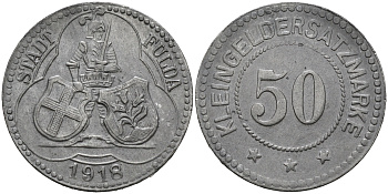 ГЕРМАНИЯ ФУЛДА 50 ПФЕННИГОВ 1918 КЛЯЙНГЕЛЬД железо 75-1268