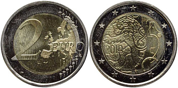 ФИНЛЯНДИЯ 2 ЕВРО 2010 150 ЛЕТ ФИНСКОЙ ВАЛЮТЕ KM 154 биметалл UNC 114-1013