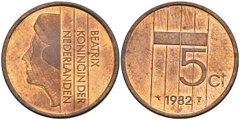 Нидерланды 5 центов 1982 Беатрикс (1980-2013) KM 202 бронза 4573-417