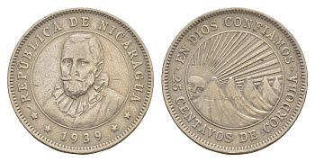 Никарагуа 25 сентаво 1939 KM 18.1 медно-никель 4641-236