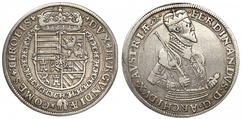Австрия, Священная Римская империя 1 талер ND эрцгерцог Фердинанд II (1564-1595) Dav. 8099 серебро 00-815-67