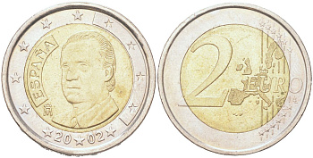 Испания 2 евро 2002 KM 1047 биметалл 4126-1214