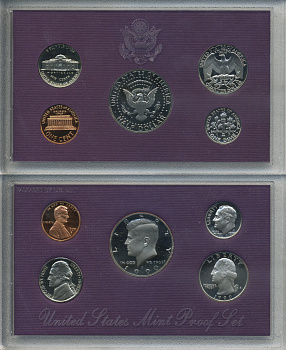 США официальный набор из 5 монет 1990 S, набор президентов, в пластике, оригинальная коробка, Кеннеди, с сертификатом PROOF 3-6-2-32