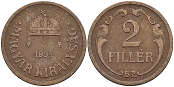 Венгрия 2 филлера 1934 BP KM 506 бронза 4115-1135