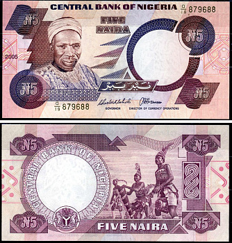 Нигерия 5 найра 2005 Pick 24i бумага UNC (пресс) 00-00