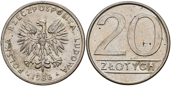 Польша 20 злотых 1986 MW Y 153.1 медно-никель 4187-646