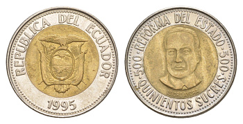 Эквадор 500 сукре 1995 Государственная реформа KM 97 биметалл 4640-1253
