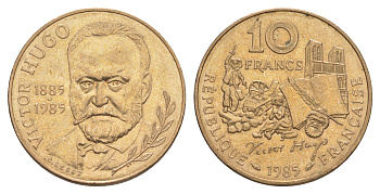 Франция 10 франков 1985 100 лет со дня смерти Виктора Гюго KM 956 никель латунь UNC 4637-313