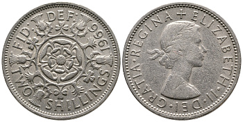 Великобритания 2 шиллинга (флорин) 1966 Елизавета II (1952-2022) KM 906, Spink 4146 медно-никель 4680-746