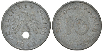 Германия 10 рейхспфеннигов 1942 C KM 101, J. 371 цинк 4132-623