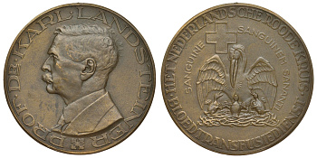 Нидерланды медаль ND профессор доктор Карл Ланкастер, нидерландский Красный Крест, диаметр 40 мм  бронза    1066-7-12