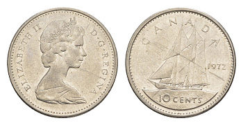 Канада 10 центов 1972 Елизавета II (1952-2022), парусник KM 77 никель 4639-625