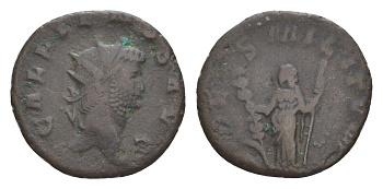 Римская Империя антониниан 265-266 Галлиен, GALLIENVS AVG/FIDES MILITVM, Рим RIC 571 var. биллон 4644-763
