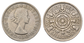 Великобритания 2 шиллинга (флорин) 1964 Елизавета II (1952-2022) KM 906, Spink 4146 медно-никель 4692-416