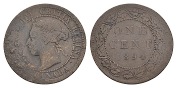 Канада 1 цент 1894 Виктория (1837-1901) KM 7 бронза 4637-756