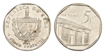Куба 5 сентаво 2006 Casa Colonial KM 575.2, Schoen 713, JMA MC19 сталь плакированная никелем 4644-725
