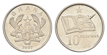 Гана 10 песев 2007 KM 39 сталь плакированная никелем aUNC 4668-619