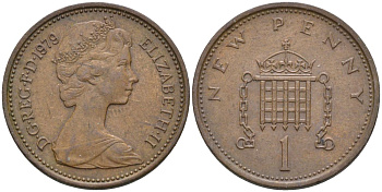 Великобритания 1 пенни 1979 Елизавета II (1952-2022) KM 915, Spink 4237 (B1) бронза 4115-713