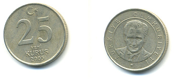 ТУРЦИЯ 25 КУРУШЕЙ 2005 KM 1167 медь никель цинк 3999-1241