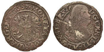 Силезия-Легница-Бжег 1 крейцер 1668 Кристиан (1639-1672), вес 0,65 гр. Fr. u.S.1929 серебро 1516-732