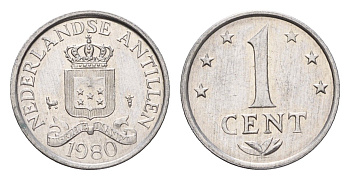 Нидерландские Антильские острова (Нидерландские Антилы) 1 цент 1980 KM 8a алюминий UNC 4674-852