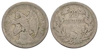 Чили 20 сентаво 1921 KM 167 медно-никель 4155-116