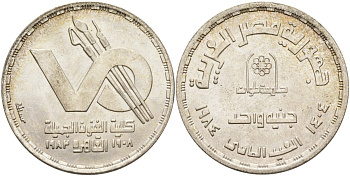 Египет 1 фунт 1984 АН1404, университет Helwan в Каире, факультет изобразительных исскуств KM 559 серебро 1516-645