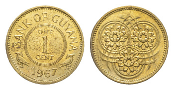 Гайана 1 цент 1967 Республика KM 31 никель латунь UNC 4659-467