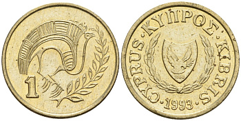 Кипр 1 цент 1993 KM 53.3 никель латунь 4174-1148