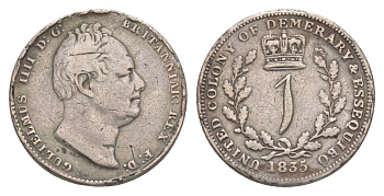 Демерара и Эссекибо 1 гульден 1835 KM 19 серебро 272-1745
