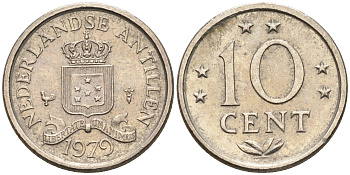 Нидерландские Антилы 10 центов 1979 Юлиана (1948-1980) KM 10 никель 4169-346