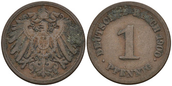 Германия 1 пфенниг 1900 E KM 10, J. 10 медь 4567-1146