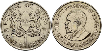 Кения 1 шиллинг 1971 Джомо Кениата KM 14 медно-никель 4512-214