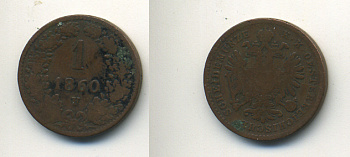 АВСТРИЯ 1 КРЕЙЦЕР 1860 V KM 2186 медь 35-521