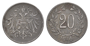 Австрия 20 геллеров 1916 Карл I (1916-1918) KM 2826 железо 4639-1054